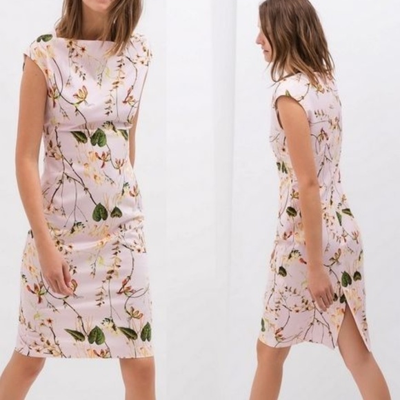 Zara Dresses & Skirts - ZARA Pink Pastel Boat Neck Midi Sheath